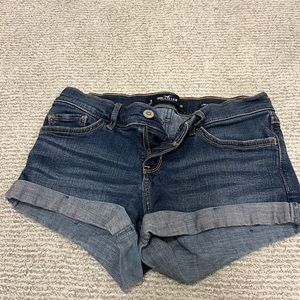Dark wash denim shorts